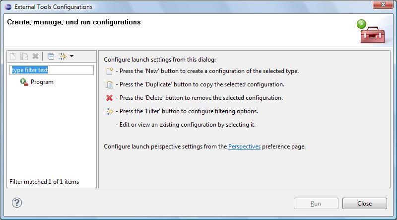 External tools configuration